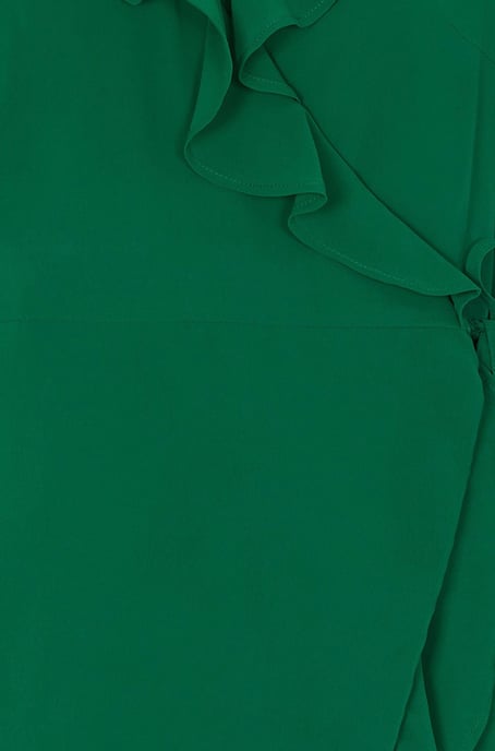 Robe portefeuille grande taille verte à volants et houppes - Image 5