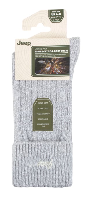 Damen Turn Cuff Socken | Jeep | Walking Boot Socken Frauen, Komfortable Performance Polyester Socken - Schiefer / Weiß - Image 2
