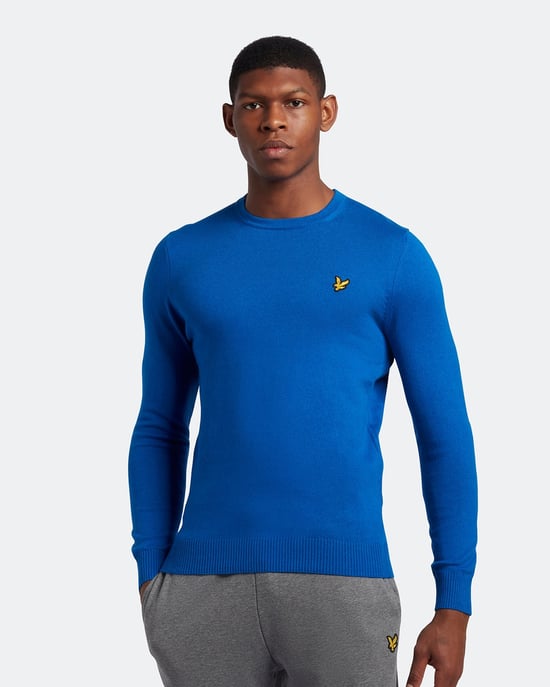Lyle & Scott Baumwolle-Merino-Pullover mit Rundhalsausschnitt in Blau - Image 1