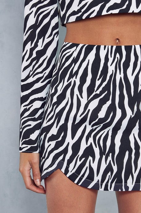 Zebra Print Shoulder Pad Top Skirt Co-ord
