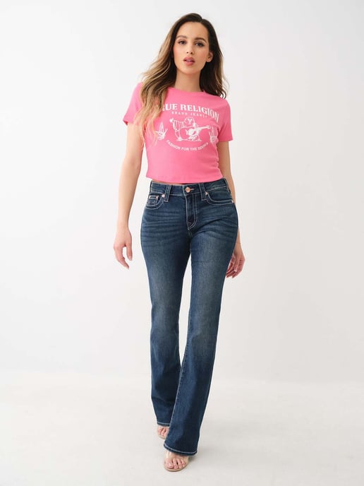 Butterfly Buddha Rib Baby Tee in Pink