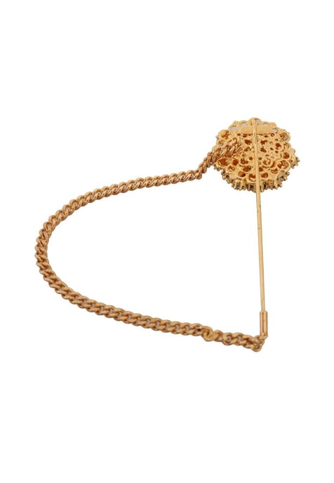 Dolce & Gabbana Women's Gold Brass Clear Crystal Chain Pin  Brooch Gold
