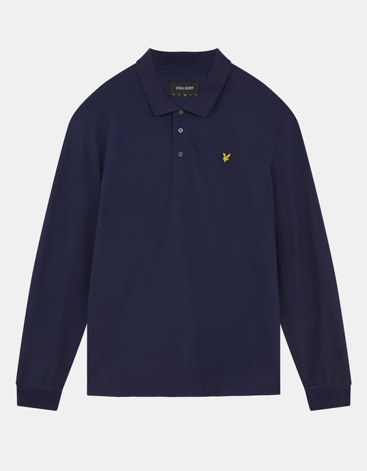 Lyle & Scott Langärmeliges Poloshirt in Navy - Image 5