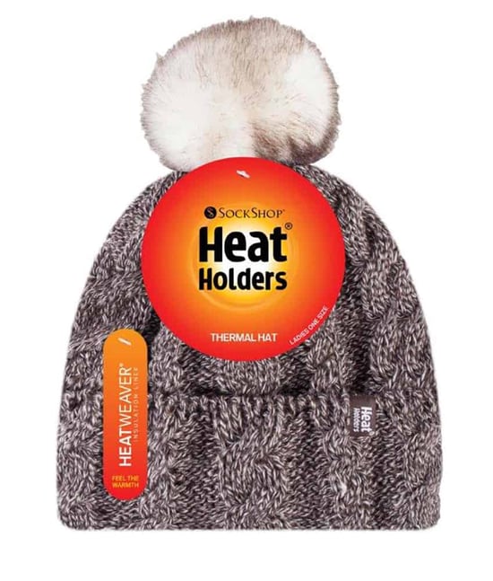 Wärmehalter - Damen Strickfleece gefütterte Thermo-Bommelmütze mit Pom Pom - Image 2