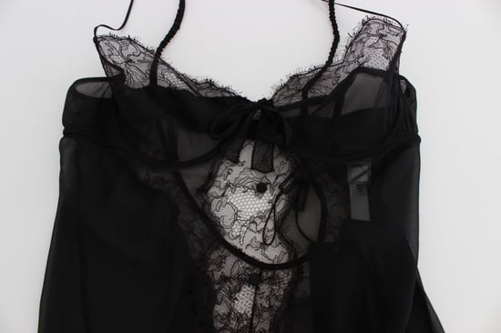 Dolce & Gabbana Top de lingerie en dentelle florale de soie noire pour femme - Image 5