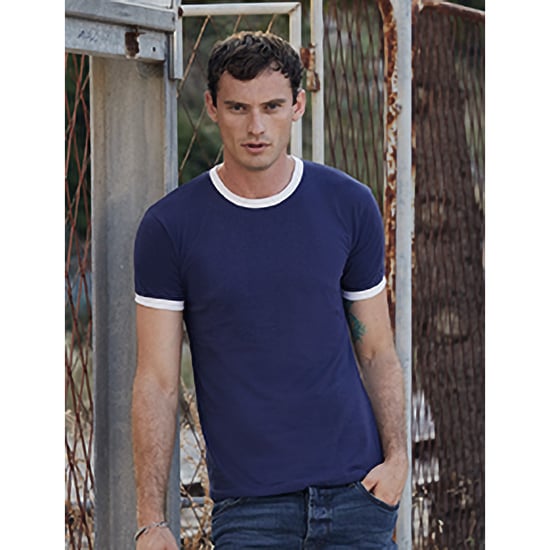 Fruit Of The Loom Herren Ringer T-Shirt (Marineblau/Weiß) - Image 3