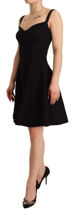 Dolce & Gabbana Damen Schwarzes Fit & Flare Woll Stretch Etuikleid - Image 2