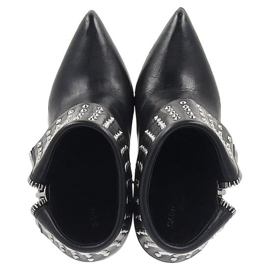 Saint Laurent Paris Faltbare Nieten-Stiefeletten aus schwarzem Leder - Image 4