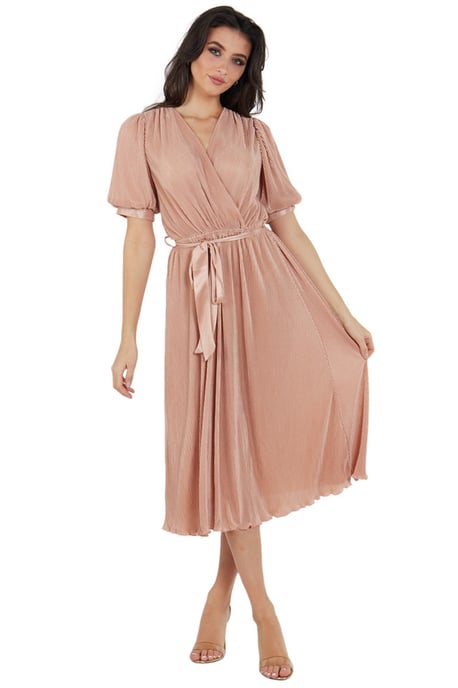 Midikleid mit kurzen Ärmeln und Plisseewickelung - Image 2