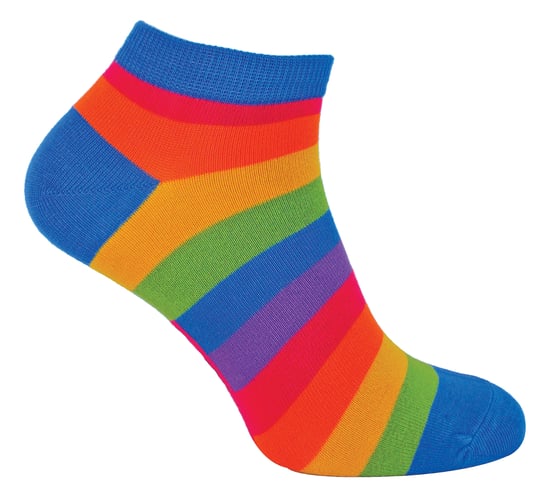 Herren Bambus Regenbogen Trainer Socken | Herr Heron | bunt gestreift No Show Socken - Regenbogen - Image 1