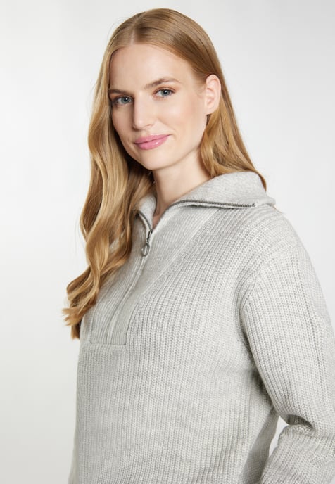 Dreimaster Strickpullover Damen grau melange - Image 5