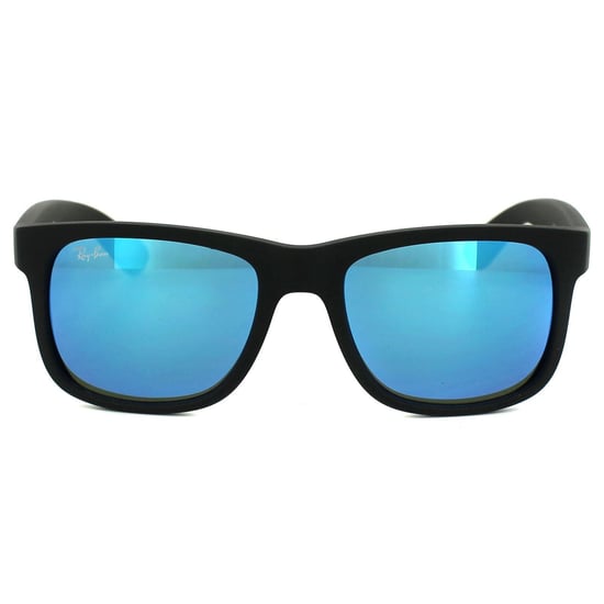 Ray-Ban Sonnenbrille Justin 4165 622/55 Gummi Schwarz Blau Spiegel - Image 1