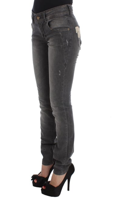John Galliano - Jean Slim Fit stretch en coton mélangé gris délavé pour femme - Image 2