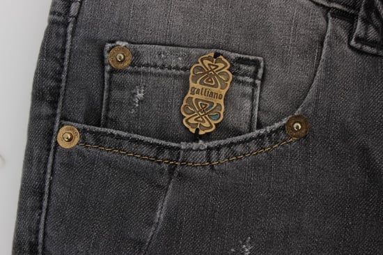 John Galliano - Jean Slim Fit stretch en coton mélangé gris délavé pour femme - Image 6