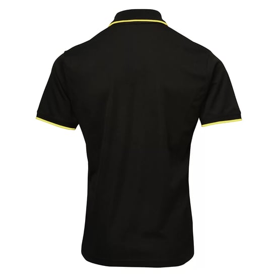 Premier Mens Coolchecker Contrast Pique Polo Shirt (Black/Lime)