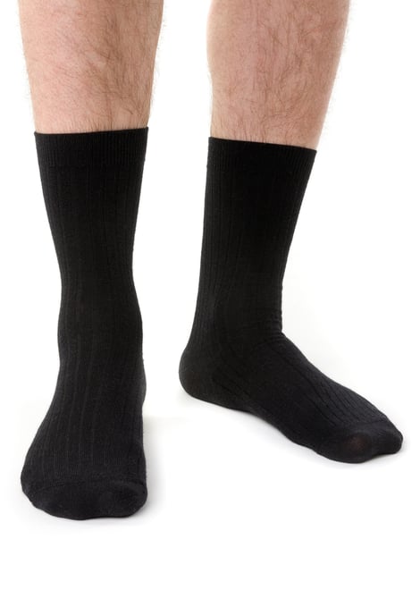 Steven - Herren Socken aus Merinowolle mit lockerem, weichem Oberteil für geschwollene Füße - Schwarz - Image 2