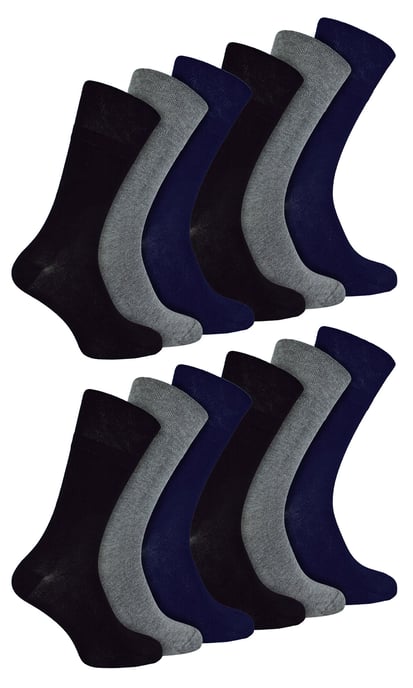IOMI - 12 Paar Multipack Herren Diabetiker Bambus Socken | Extra breite nahtlose Socken mit nicht elastischen sanften Grip Top - BNG - Image 1