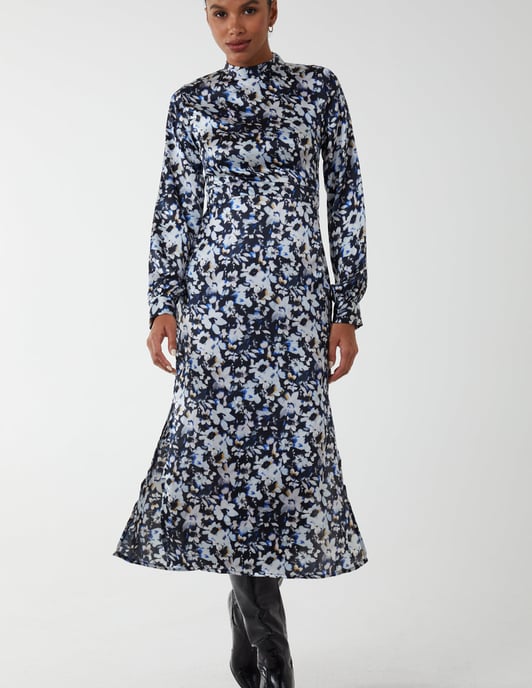 Floral Print High Neck Dress