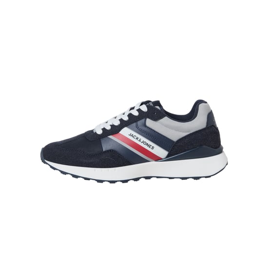 Herren-Turnschuhe Boston Combo von der Marke Jack & Jones. Der Schuh ist aus hochwertigem Kunstleder und Textil gefertigt.  Marke: Jack & JonesModellname: Boston ComboKategorie: HerrenschuheMaterialien: Kunstleder, TextilFarbe: marineblau - Image 1