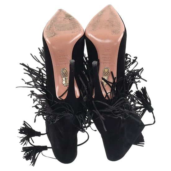 Aquazzura Mustang 105 Fransen Stiefeletten aus schwarzem Wildleder - Image 6