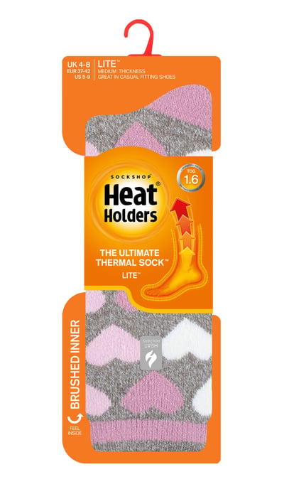 Heat Holders Lite - Womens isoliert thermische Socken | Mehrere Designs einschließlich Argyle Streifen Herzen Sterne | Warme Socken für den Winter - Grau (Paris) - Image 2