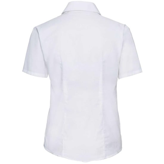 Russell Collection Easy Care Oxford Bluse, Kurzarm (Weiß) - Image 2