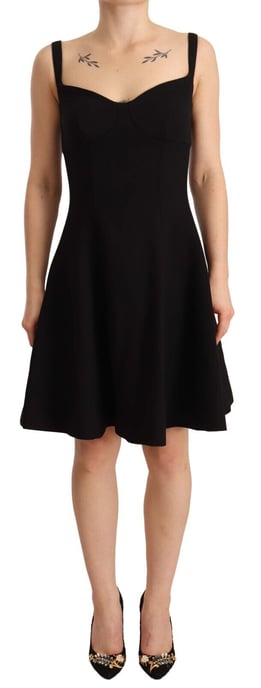 Dolce & Gabbana Damen Schwarzes Fit & Flare Woll Stretch Etuikleid - Image 1