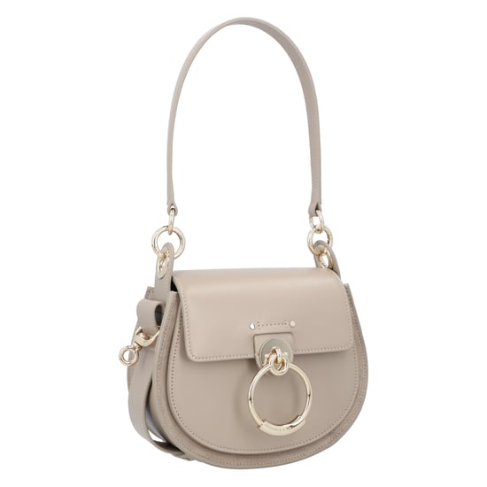 Chloé Kleine Tess Tasche aus glänzendem Leder und Wildleder in Grau - Image 2