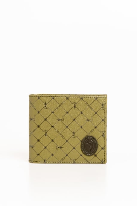 Portefeuille en cuir vert pour hommes Trussardi - Image 1