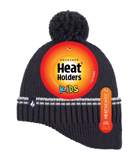 Wärmehalter - Jungen Patrouille gerippt Bobble Pom Pom Hut für Winter - Navy - Image 2