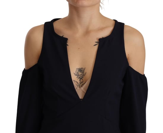 Twinset Damen Schwarzes Langarm-Ausschnitt-A-Linie Kleid - Image 4