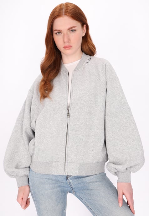 Dreimaster Sweatjacke Damen Grau Melange - Image 3