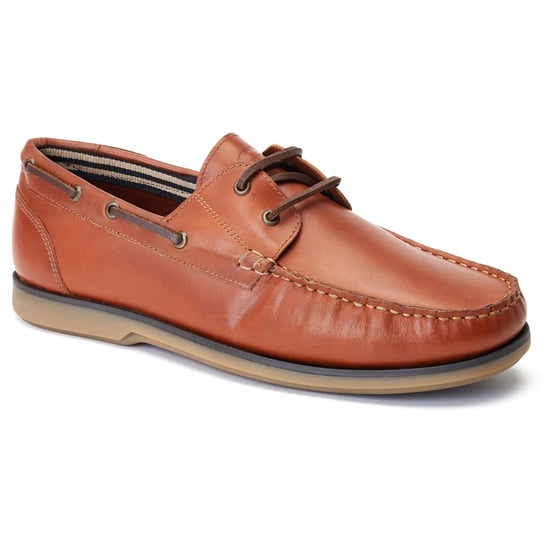 Base London Stern Herren Bootsschuhe aus gebranntem Tan-Leder - Image 1