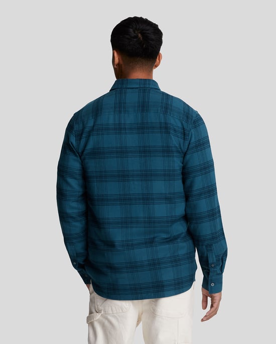 Flanellhemd für Herren mit Ton in Ton kariertem Karomuster in Marine - Image 3