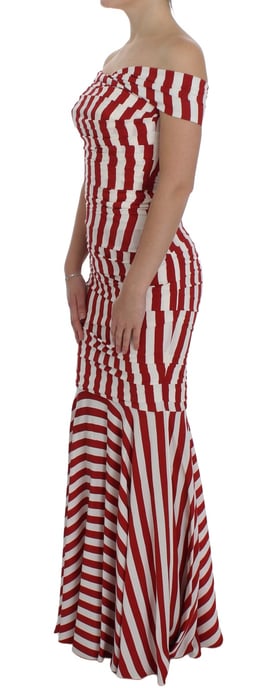 Dolce & Gabbana Damen Rot Weiß Seiden Stretch Kleid - Image 2