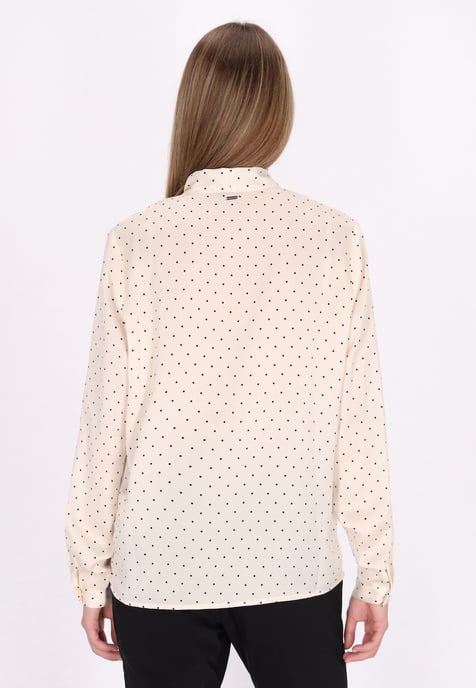 Dreimaster Bluse Damen Wollweiß Gepunktet - Image 4