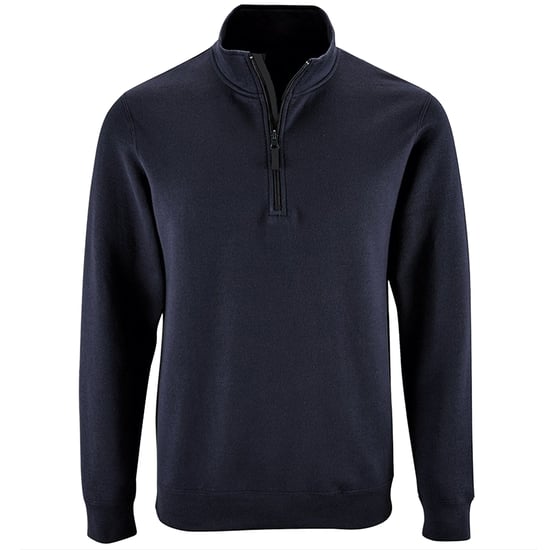 SOLS Herren Stan Kontrast Zip Neck Sweatshirt (Französisch Navy) - Image 1