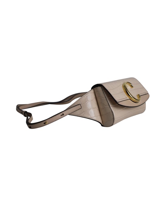 Chloe C Gürteltasche aus hellrosa Krokoleder mit Prägung - Image 2