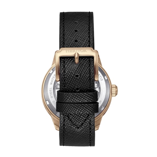 Heritor Automatic Argento Leather-Band Watch