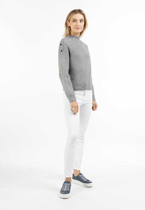 Dreimaster Strickpullover Damen grau melange - Image 2