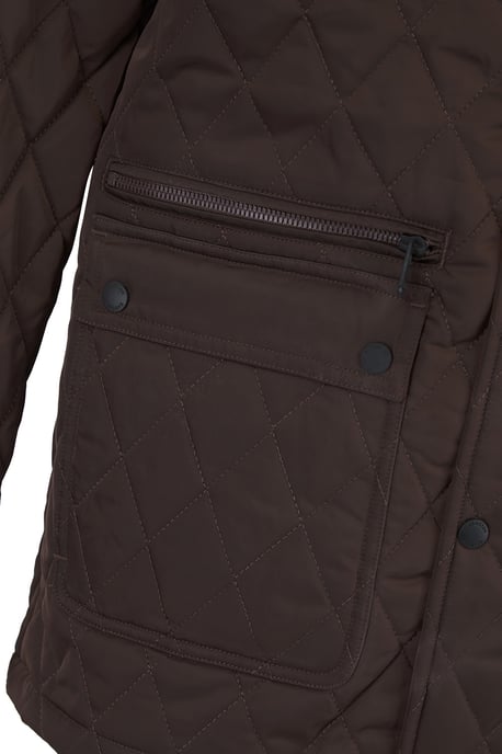 Brown Diamond Quilted Funnel-Neck Jacket