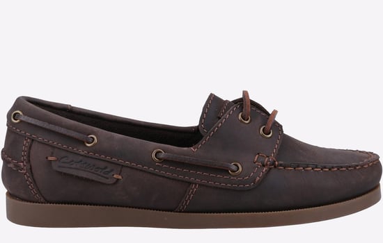 Cotswold Bartrim Leder Herren Braune Bootsschuhe - Image 1