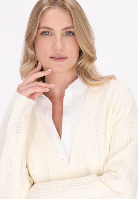 Dreimaster Cardigan Damen Wollweiss - Image 5