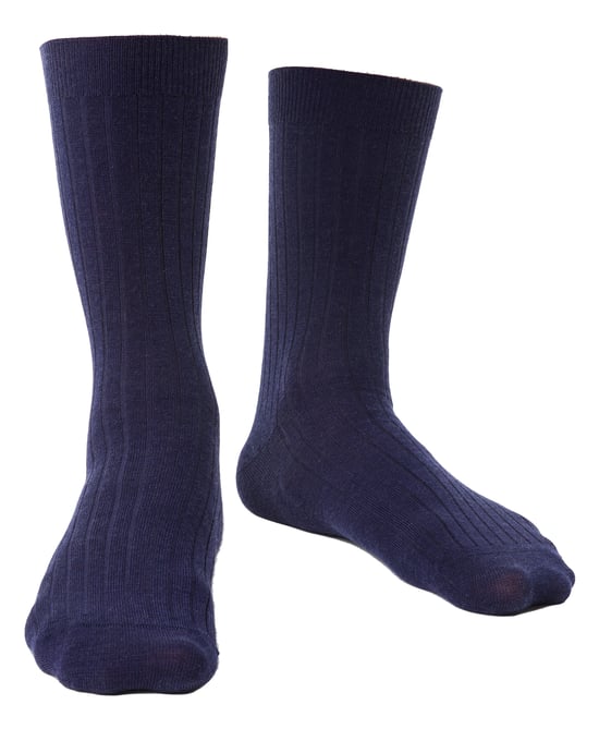 Steven - Socken aus Merinowolle für Herren mit lockerem, weichem Oberteil für geschwollene Füße - Marine - Image 1