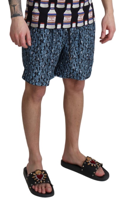 Dolce & Gabbana Short de bain de plage imprimé à motifs bleus pour hommes - Maillot de bain - Image 4