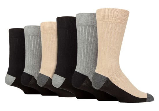 6er-Pack Herren-Stiefelsocken | Wildfeet | Baumwollsocken zum Wandern, Spazierengehen & Laufen - Schwarz / Grau / Beige - Image 1