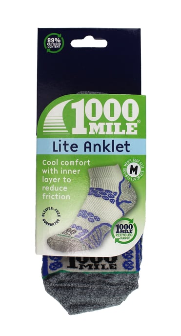1000 Mile - Herren Lite Knöchelsocken doppellagig für das Laufen - Silber / Königsblau - Image 2