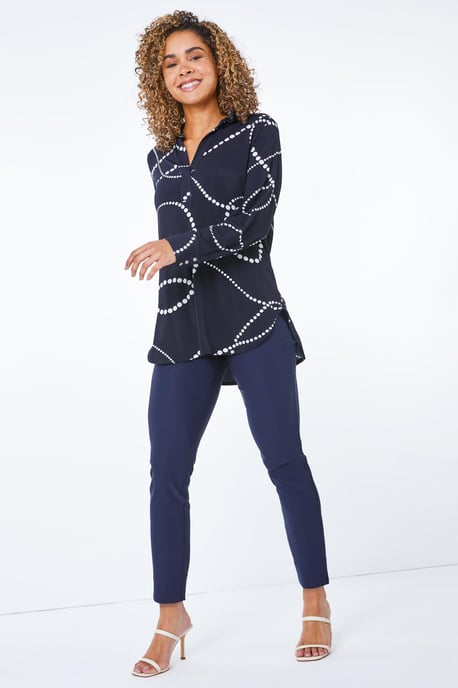 Petite High Waisted Stretch Trousers Smart Office Leggings - Image 3