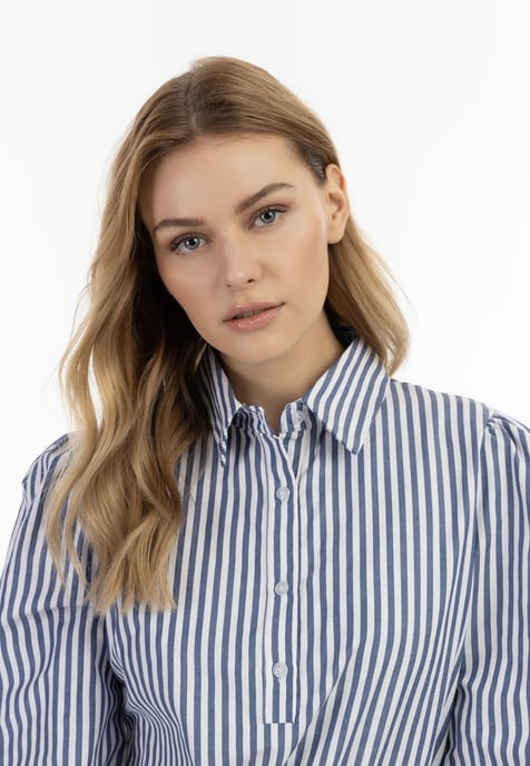 Dreimaster Langarmbluse Damen Weiss Blau - Image 3