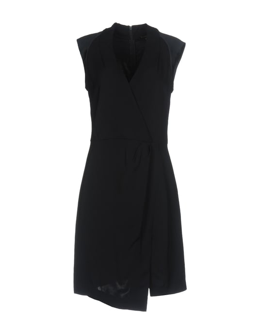 Tara Jarmon Dark Blue Crepe And Satin Sleeveless Dress